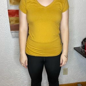 Mustard yellow v neck shirt